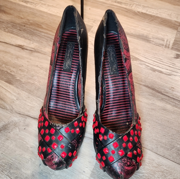Iron Fist  Vegan Black and Red Heels - Picture 1 of 12